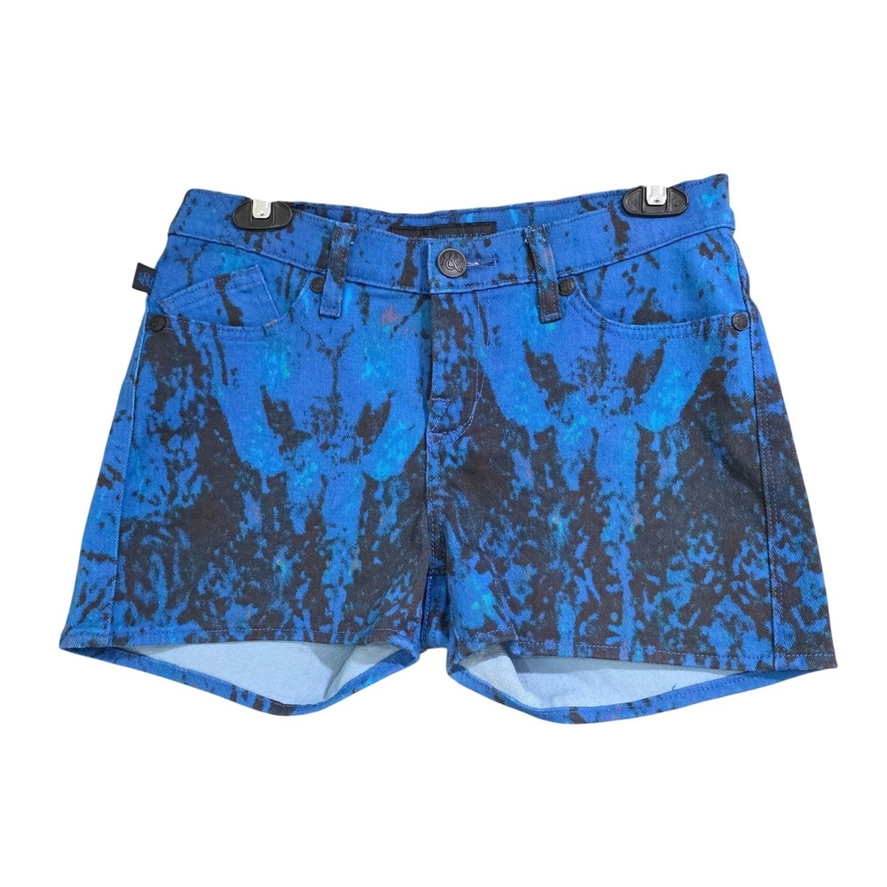 Rock & Republic Lolita Denim Shorts Womens 4 Blue Black Splatter Edgy
